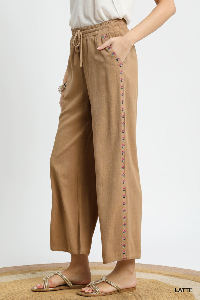 Umgee Wide Leg Textured Pants