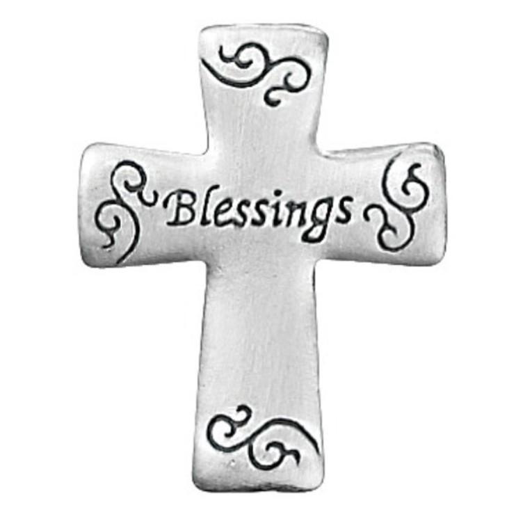 Blessings Pocket Cross Charm EL6570 Metal 1" H avg, 6 To Choose From: Blessings