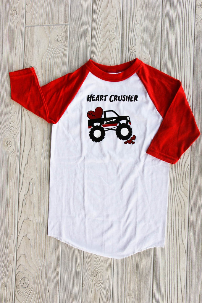 Boy's Heart Crusher Valentine Shirt by Darling Custom Designs