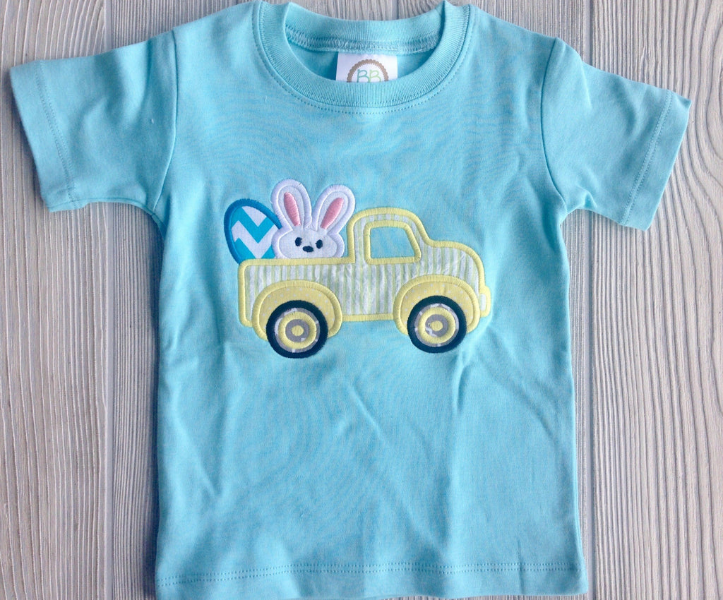 Boy's Easter Shirt - Easter Bunny Truck With Eggs Darling Custom Designs