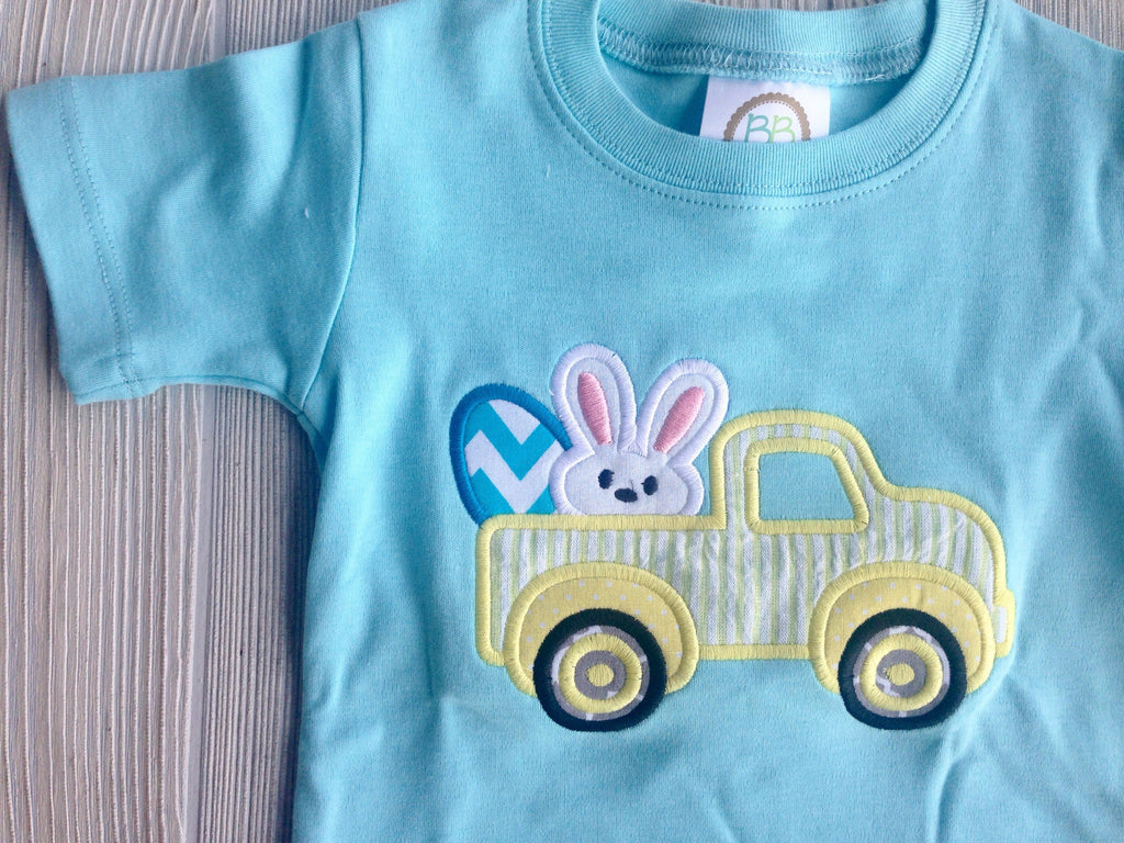 Boy's Easter Shirt - Easter Bunny Truck With Eggs