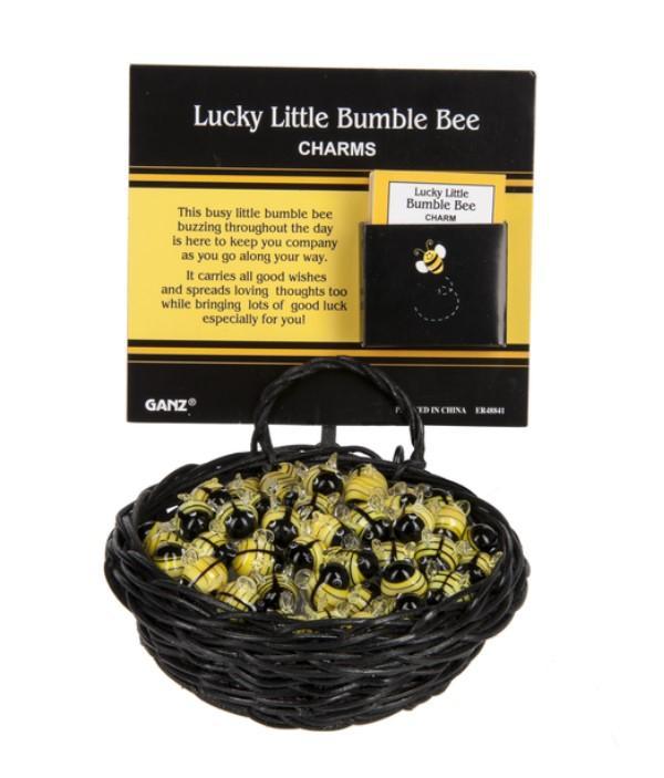 Lucky Little Bumble Bee Charm ER48841 Glass 1/2" W. x 1/2" L