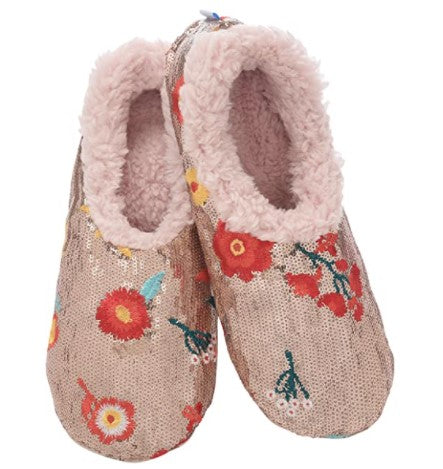 Snoozies! Women's Sequin Floral Slippers Blush