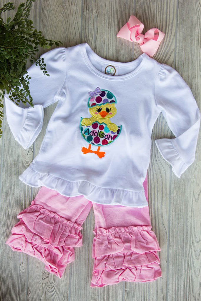 Colorful Easter Egg Outfit w/ Name Darling Custom Designs