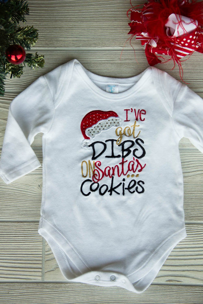 Christmas Diaper Shirt - I've Got Dibs on Santa's Cookies Darling Custom Designs