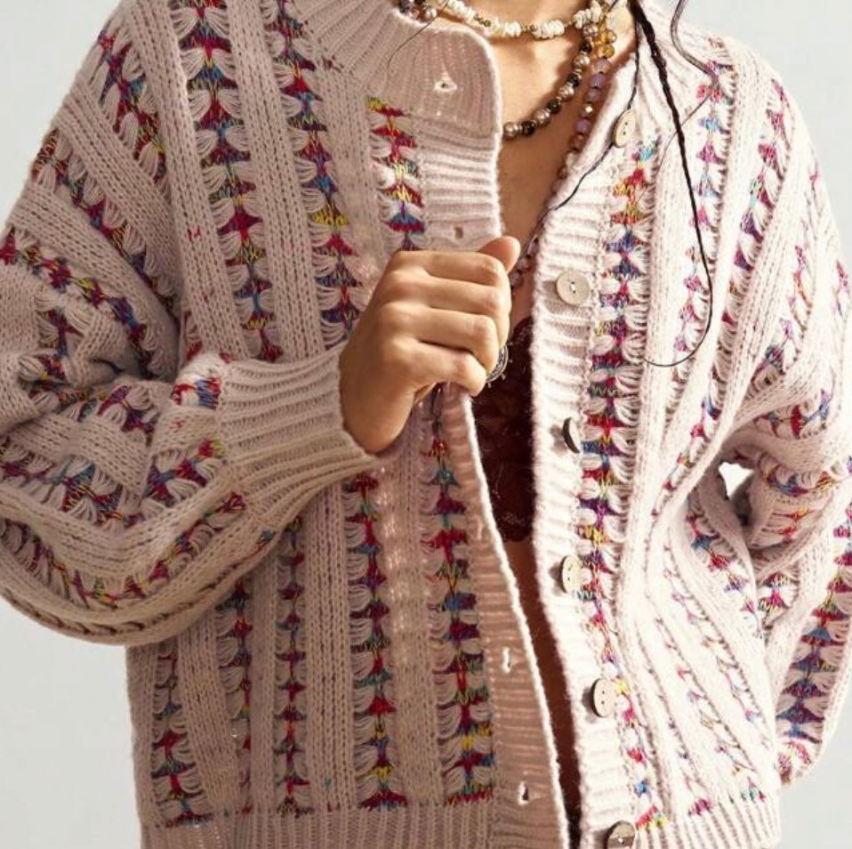 Unbranded Cardigan 8 ounces Multicolor (blue, beige, mustard, and earthy tones)