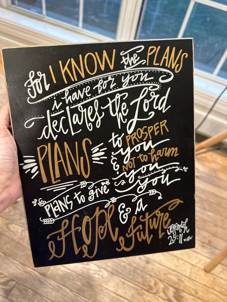 Decorative plaque 8 x 10 Black, white, and gold