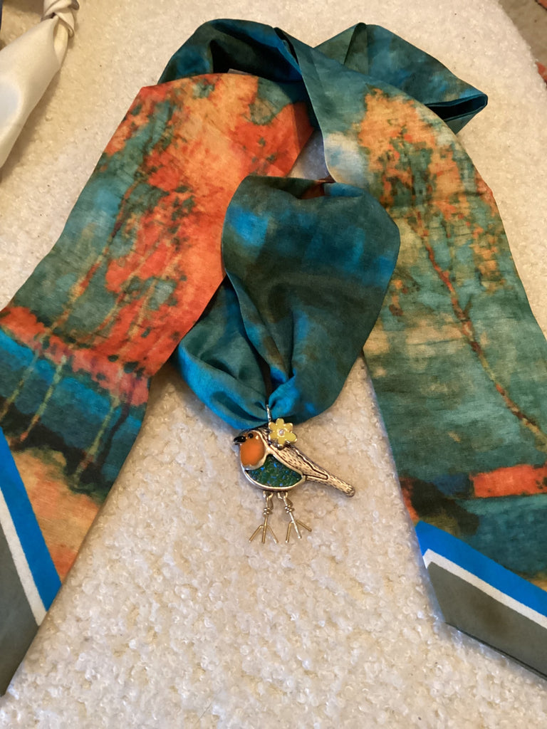 Grateful Soul Jewelry pendant Bird blue orange silver