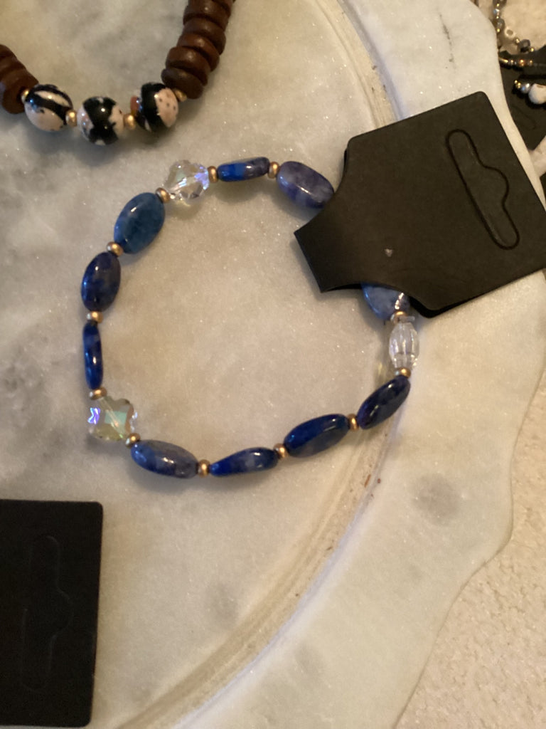 Grateful Soul Jewelry Small Blue lapis stones glass medallion 