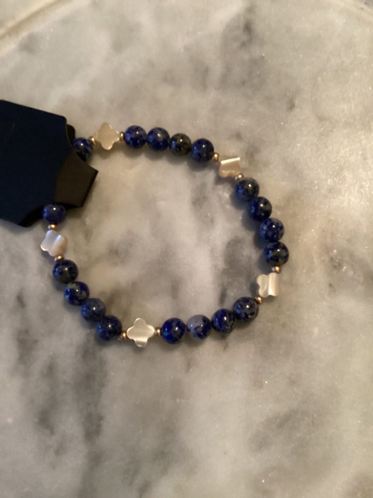 Grateful Soul Jewelry  Blue sodalite White shell 