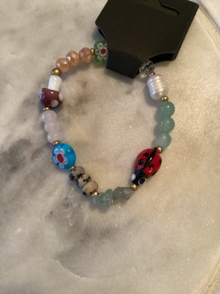 Grateful Soul bracelet mushroom ladybug  Multicolor