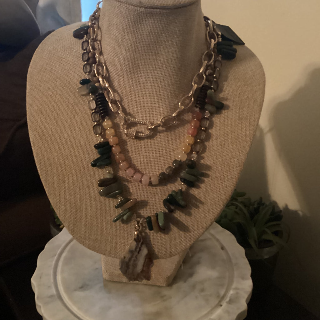 Grateful Soul Necklace glass and coconut shell 