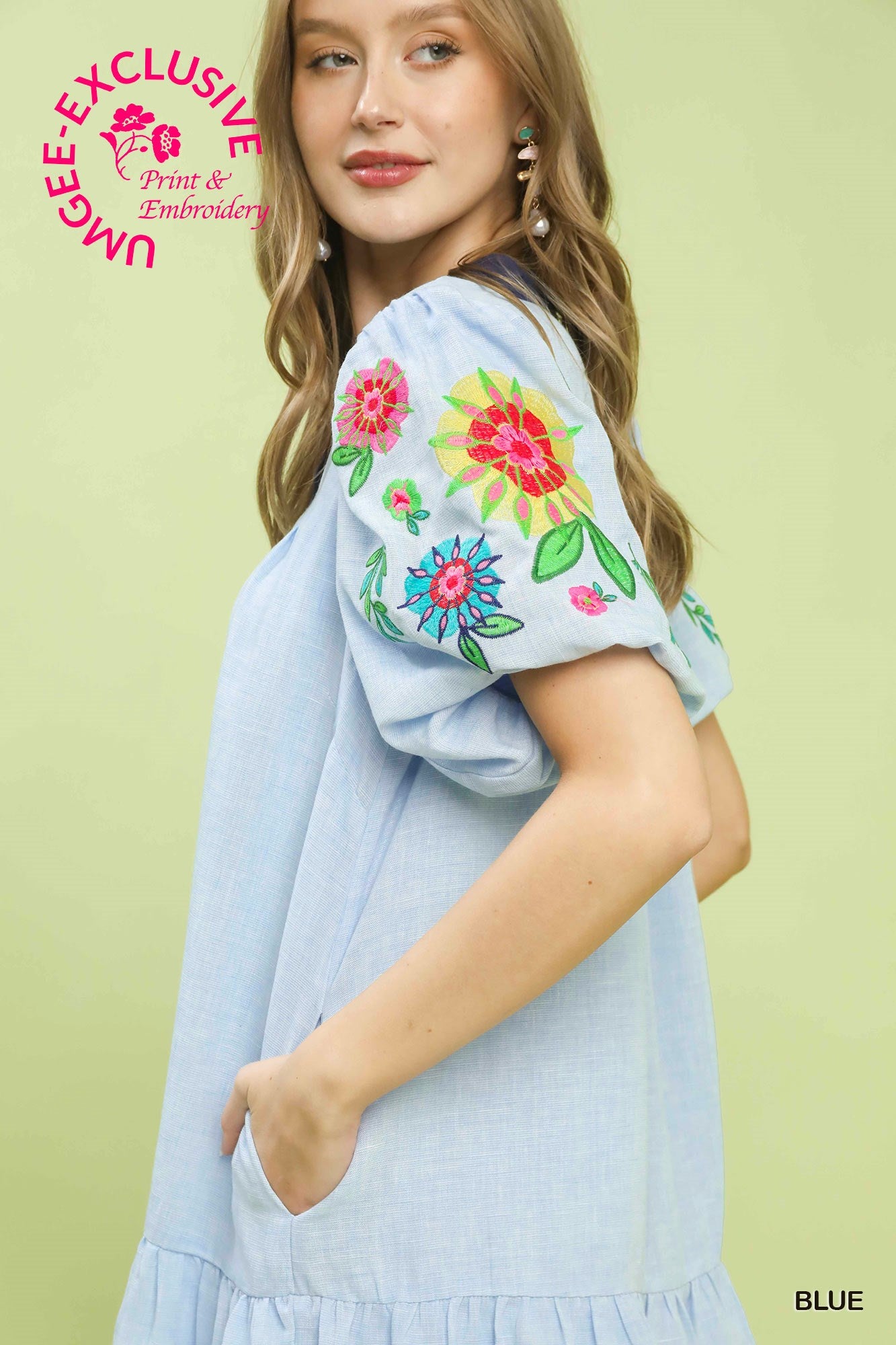 umgee embroidered dress Umgee Ivory Grace Embroidered Jacquard Flutter Sleeve Dress