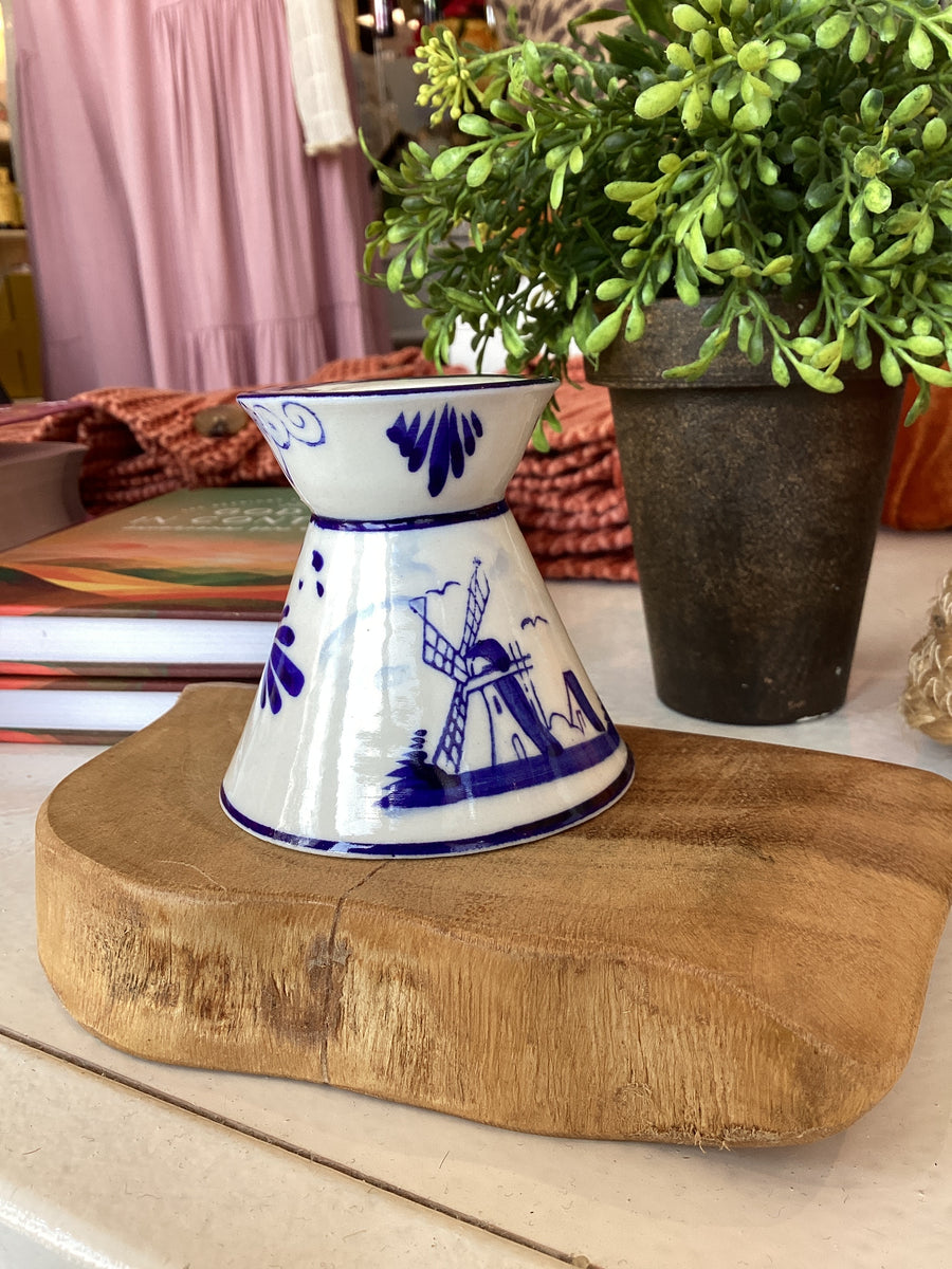 Delft Blue Taper Candle Holder – Bluff Town District Marketplace