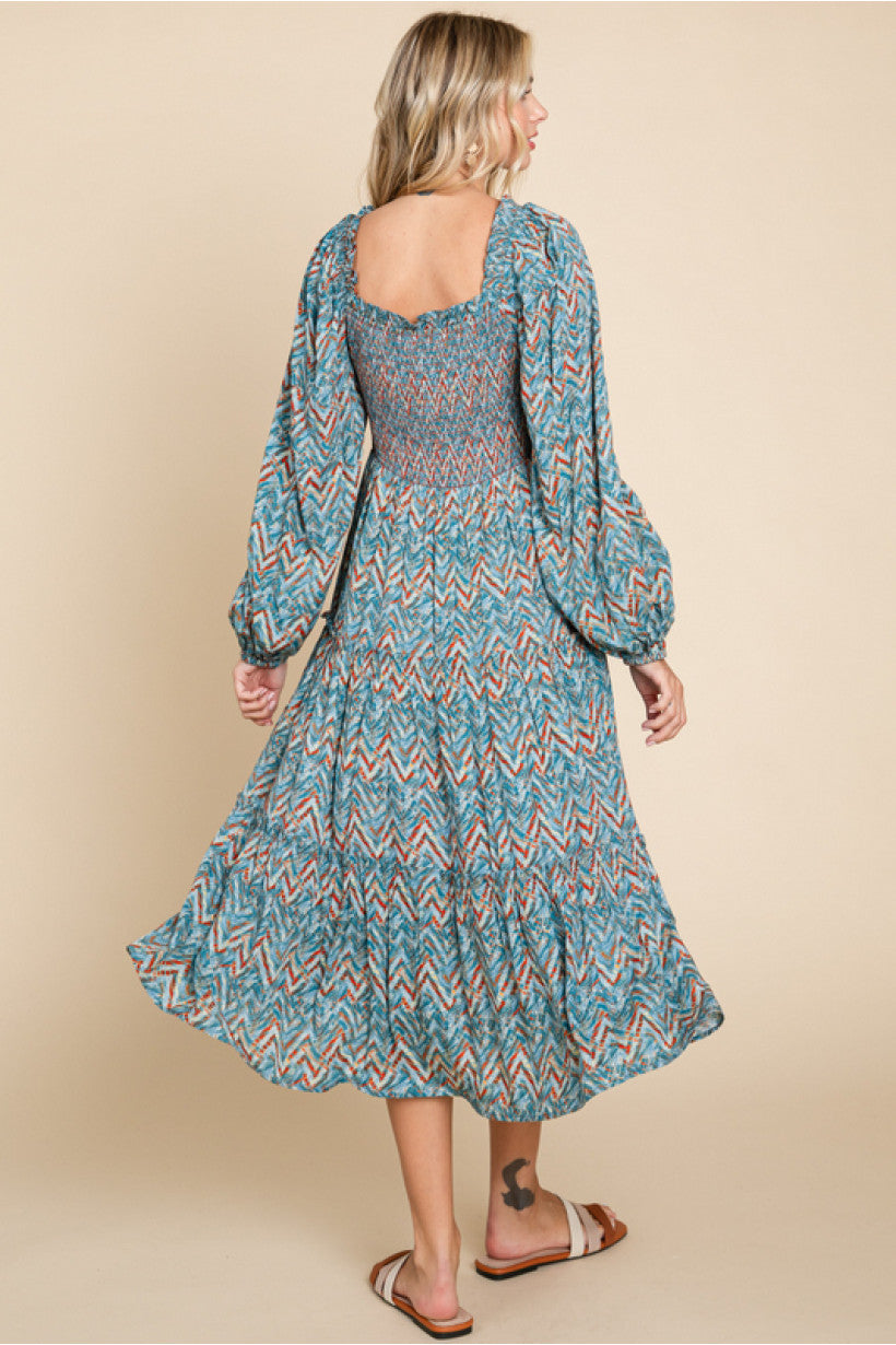 Jodifl Geometric Print Midi Dress Jodifl Geometric Print Midi Dress