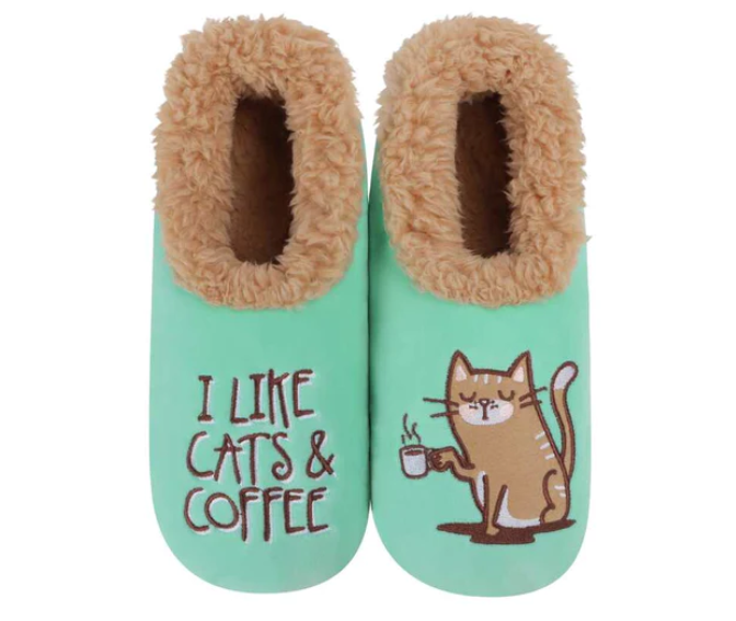 Snoozie Slippers-I Like Cat's Coffee - Main Image