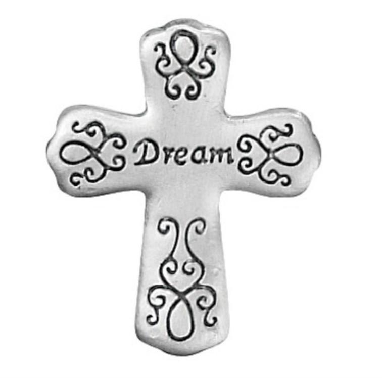 Blessings Pocket Cross Charm EL6570 Metal 1" H avg, 6 To Choose From: Dream