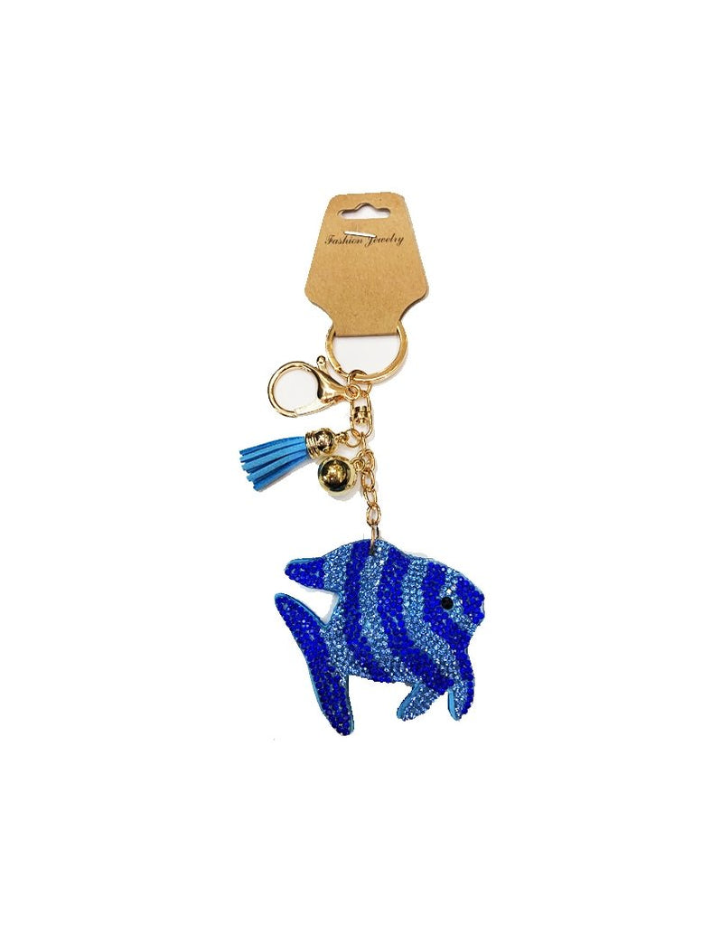 Rhinestone Puff Key Chains Keychains blue fish