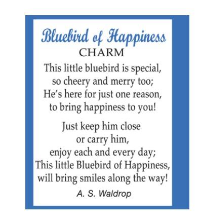 Bluebird of Happiness Charm ER36100 Metal 1"L x 3/4"H