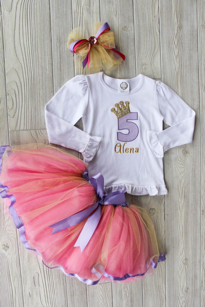 5th Birthday Outfit w/ Ribbon Tulle Skirt