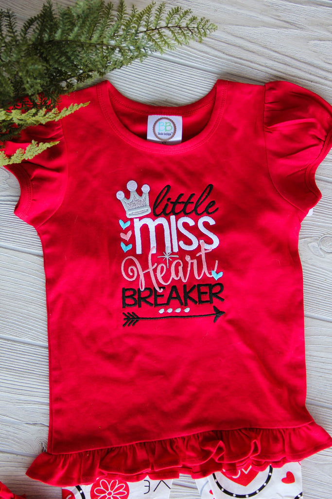 Little Miss Heart Breaker - Girls Valentine Shirt Darling Custom Designs