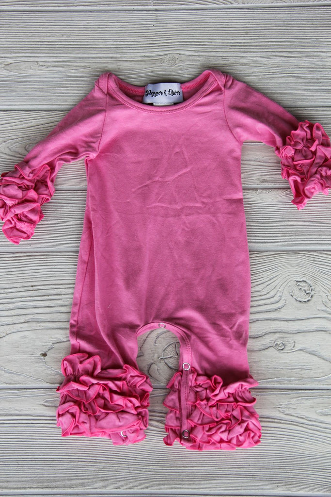 Spring Baby Romper with Monogram Darling Custom Designs Pink