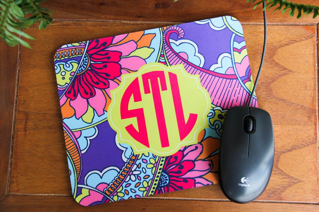 Lilly Pulitzer Inspired Mouse Pad w/ Monogram Darling Custom Designs