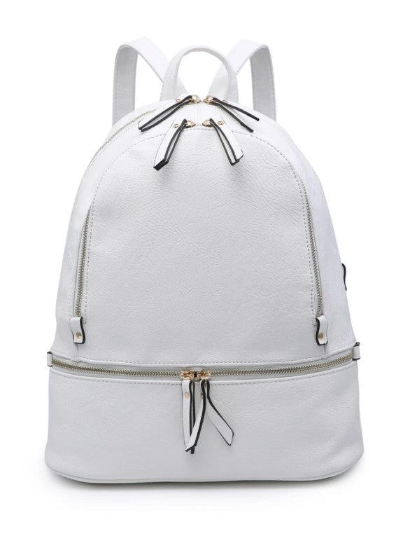 Jen & Co Blake Backpack With Triple Pockets White BP1761