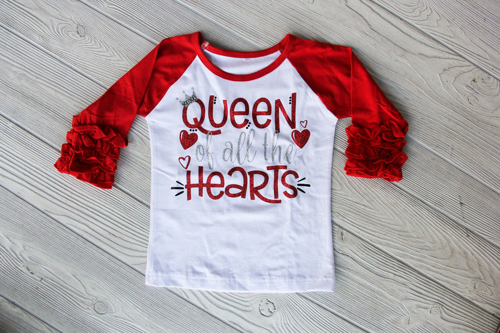 Queen of all the Hearts Raglan Shirt Darling Custom Designs