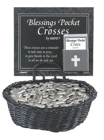 Blessings Pocket Cross Charm EL6570 Metal 1" H avg, 6 To Choose From: