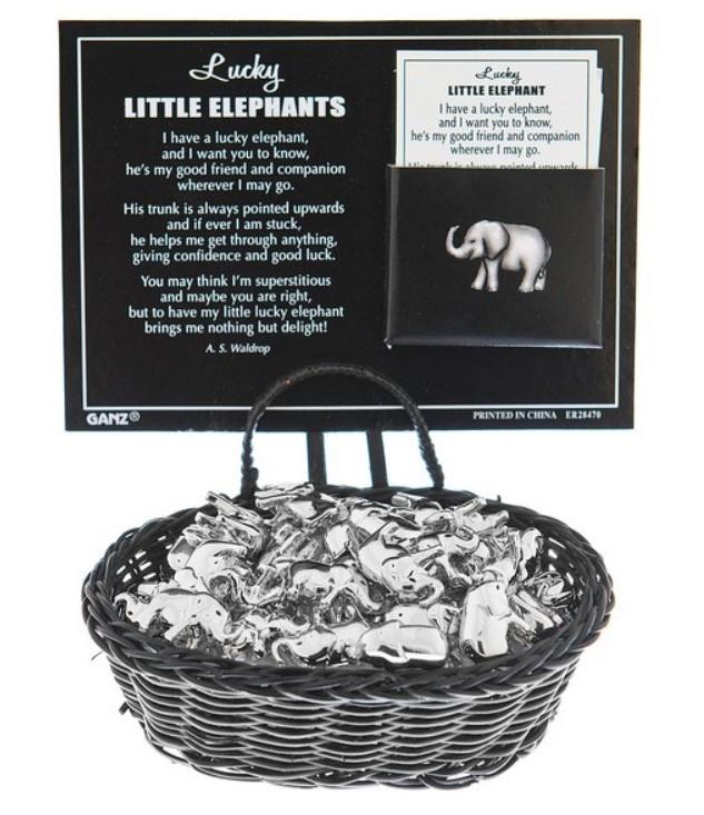 Lucky Little Elephants Charm ER28470 Metal 1" W. x 5/8" H