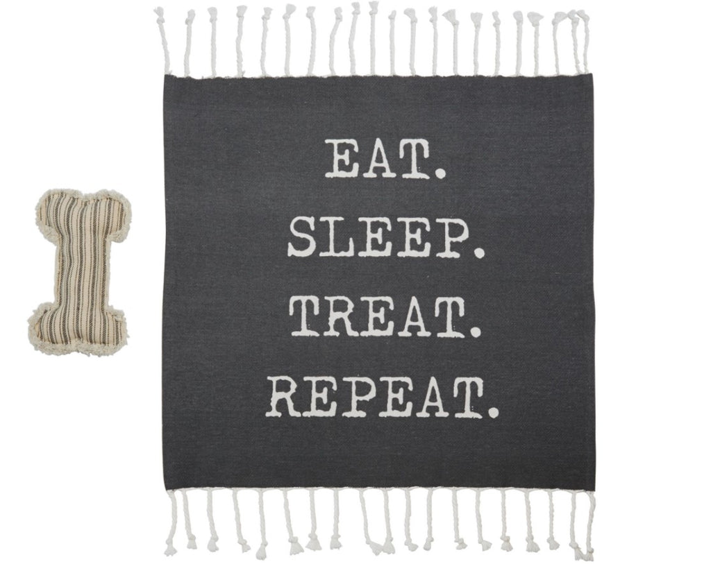 Mud Pie Dog Blanket And Toy Set - Two Assorted Eat. Sleep. Treat. Repeat. 40220042R