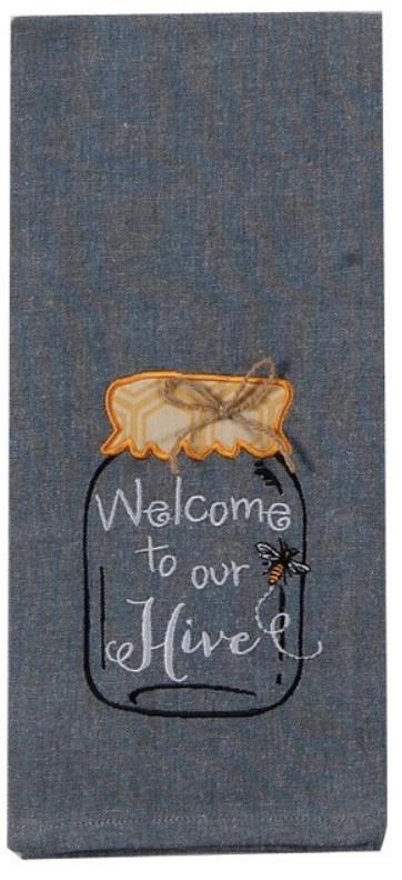 Welcome To Our Hive Emboidered Cotton Kitchen Tea Towel F0746
