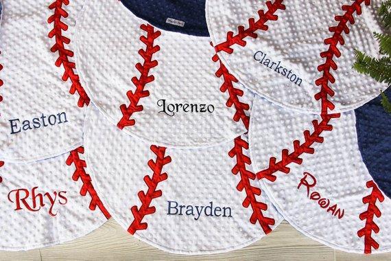 Baseball Baby Blanket with Embroidered Name Darling Custom Designs La Boutique