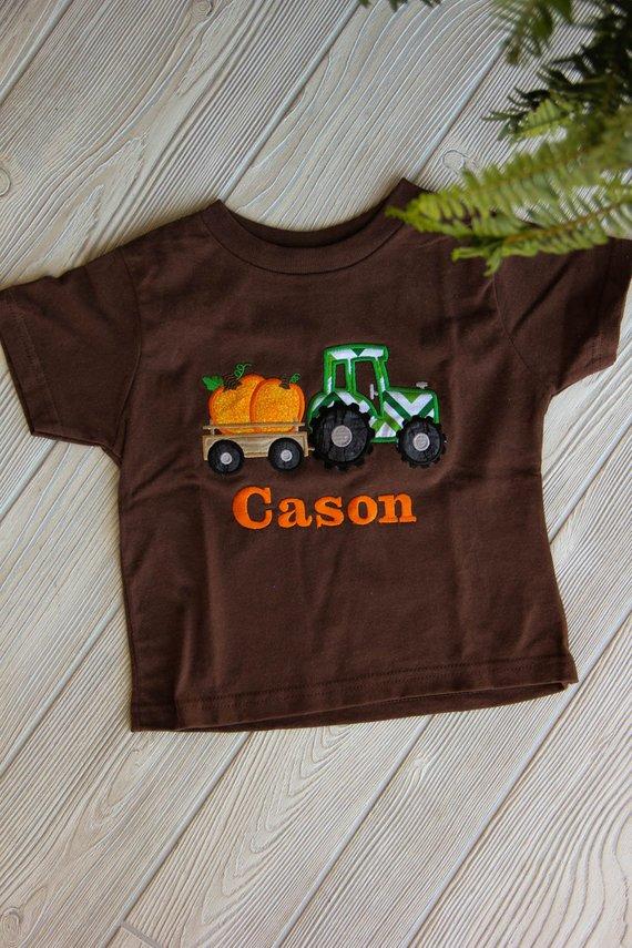 Boy's Fall Tractor Shirt by Darling Custom Designs