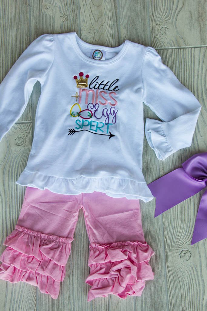 Little Miss "EGGSpert" Easter Outfit Darling Custom Designs