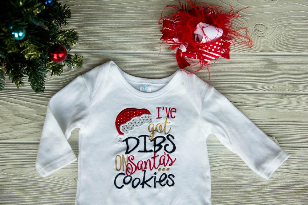 Christmas Diaper Shirt - I've Got Dibs on Santa's Cookies