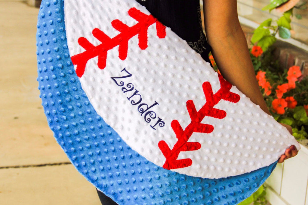 Baseball Baby Blanket with Embroidered Name Darling Custom Designs La Boutique